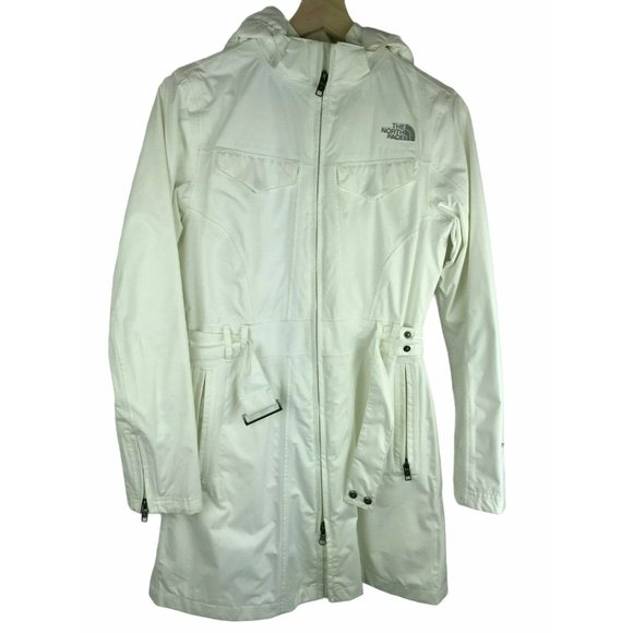 The North Face White Long Trench Coat Rain Jacket XS, Long, Detachable Hood - Picture 3 of 15